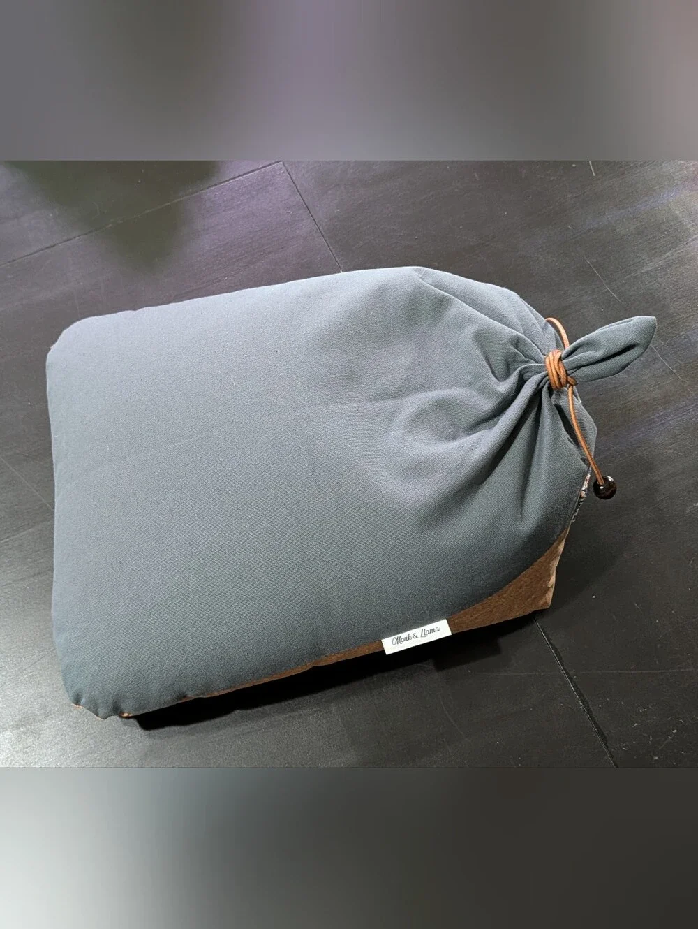 Monk & Llama Meditation Cushion Cork Base & Slate Gray Canvas Zafu Floor Pillow